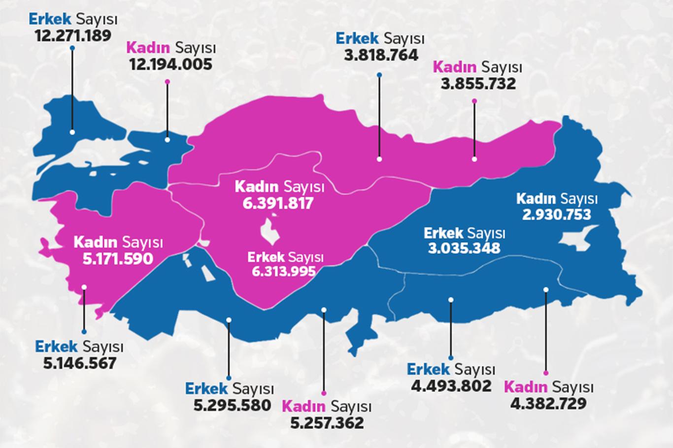 Türkiye'nin bölgesel nüfus haritası açıklandı